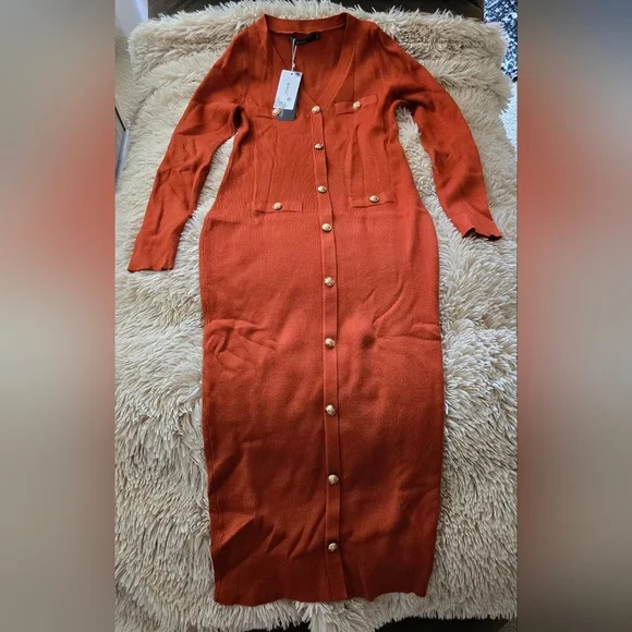 MIROL Women's V-Neck Bodycon Sweater Dress #1094 - Picture 2 of 12